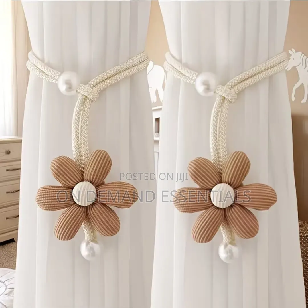 2 Piece Floral Pearl Curtain Tiebacks