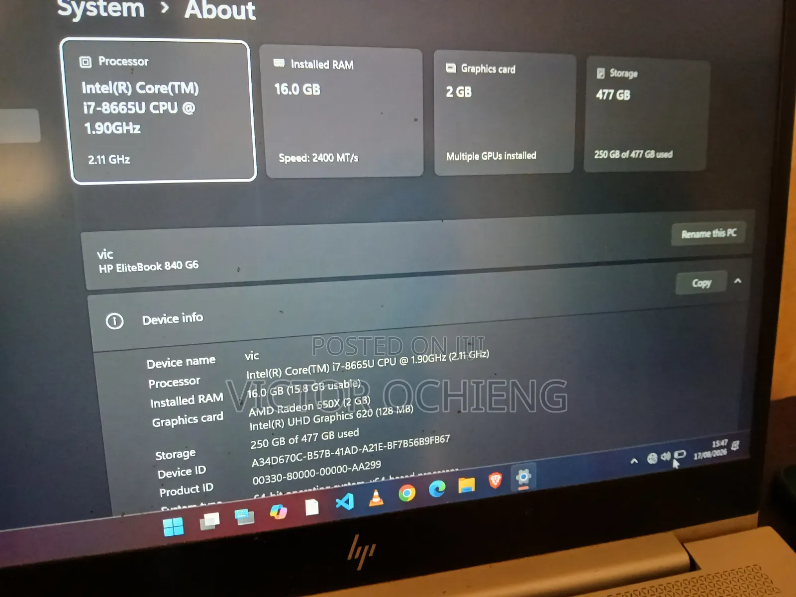 Laptop HP EliteBook 840 G6 16GB Intel Core i7 SSD 512GB