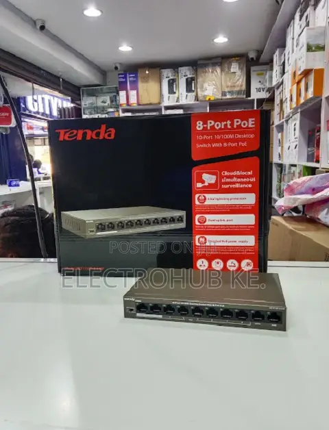 Tenda 8 Port Desktop PoE Switch for Security Cameras