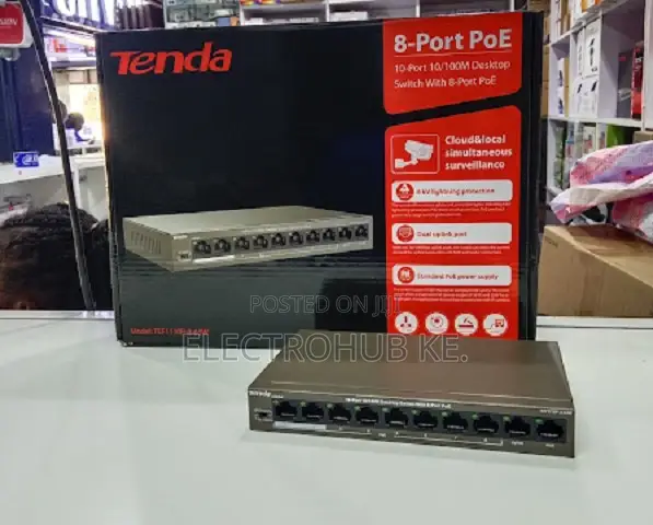 Tenda 8 Port 10/100Mbps PoE Switch for IP Cameras