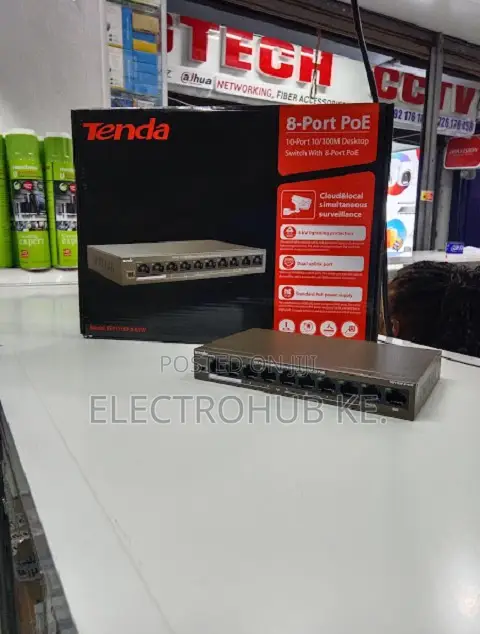 Tenda 8 Port PoE Switch for CCTV Installation and Networking