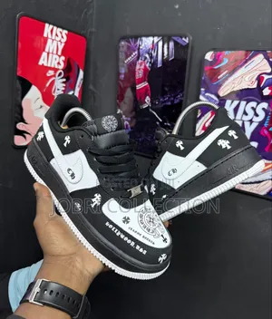 Black Nike Airforce One Chrome Hearts Sneakers
