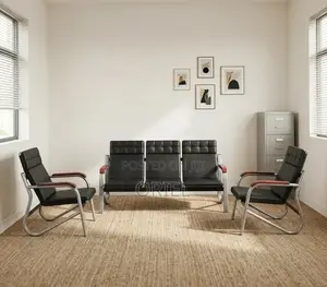 Office Sofa : Five Seater Reception Waiting Padded Sofa Set