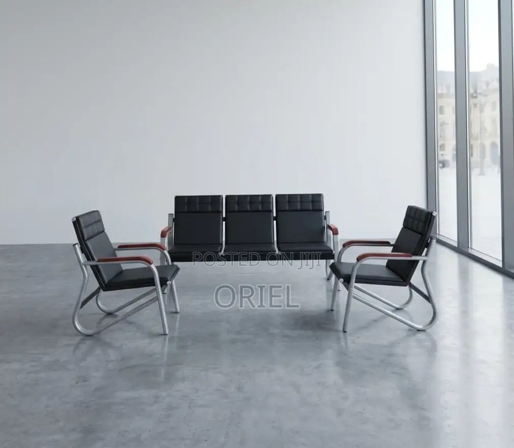 Office Sofa : Five Seater Reception Waiting Padded Sofa Set