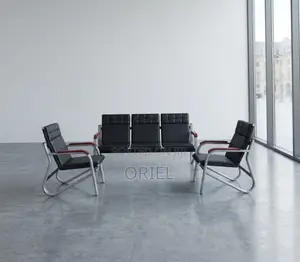 Office Sofa : Five Seater Reception Waiting Padded Sofa Set