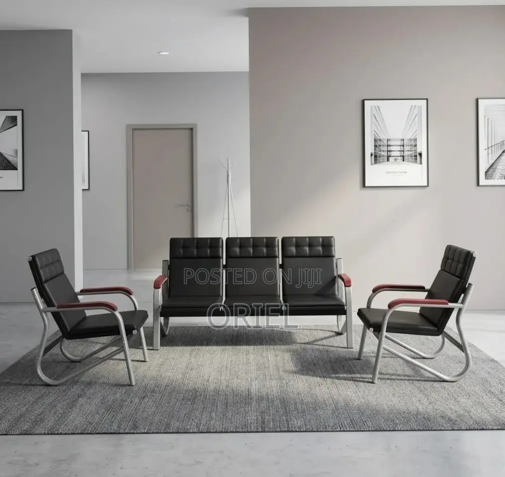 Office Sofa : Five Seater Reception Waiting Padded Sofa Set