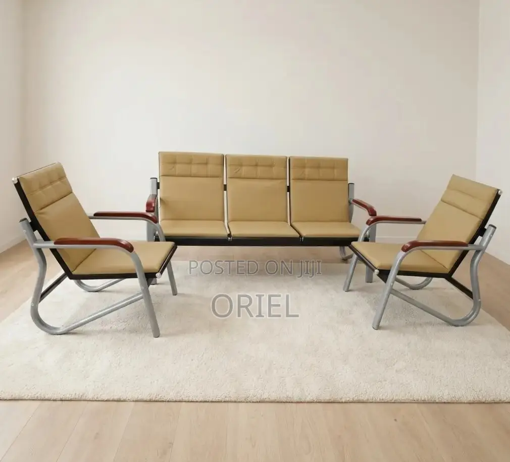 Office Sofa : Five Seater Reception Waiting Padded Sofa Set