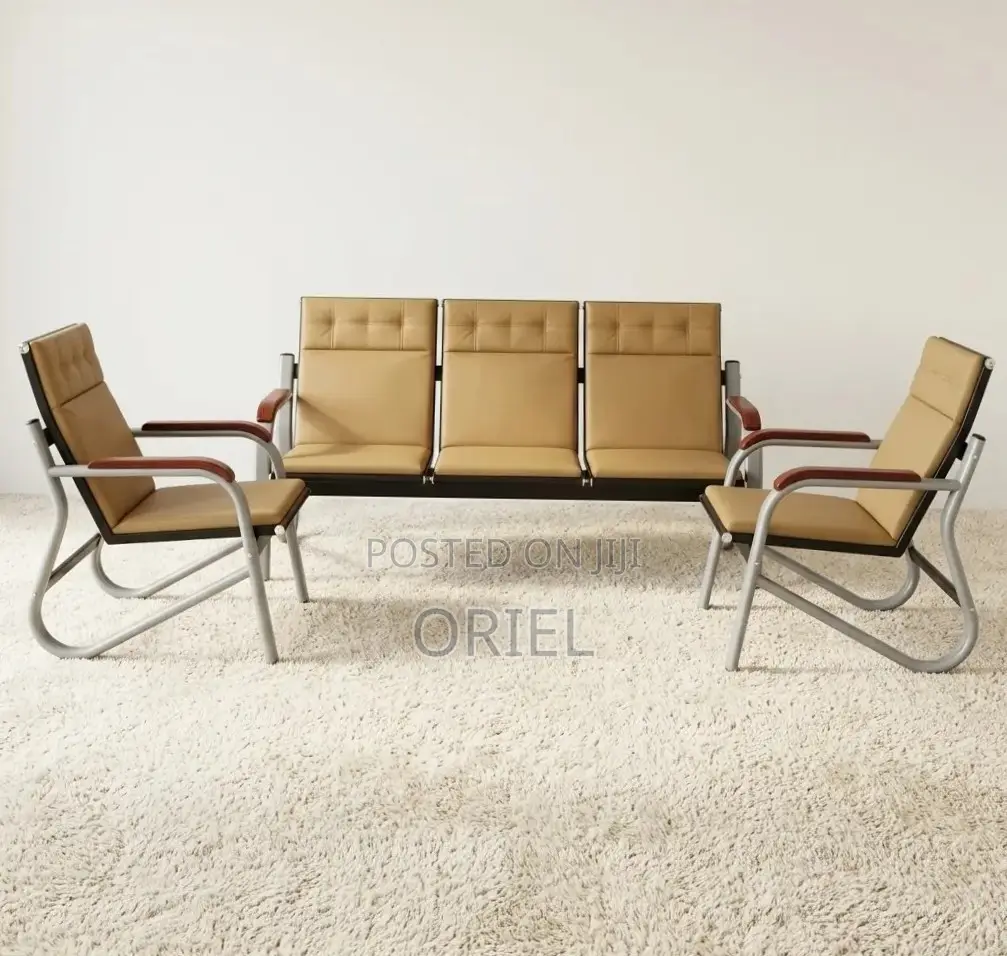 Office Sofa : Five Seater Reception Waiting Padded Sofa Set