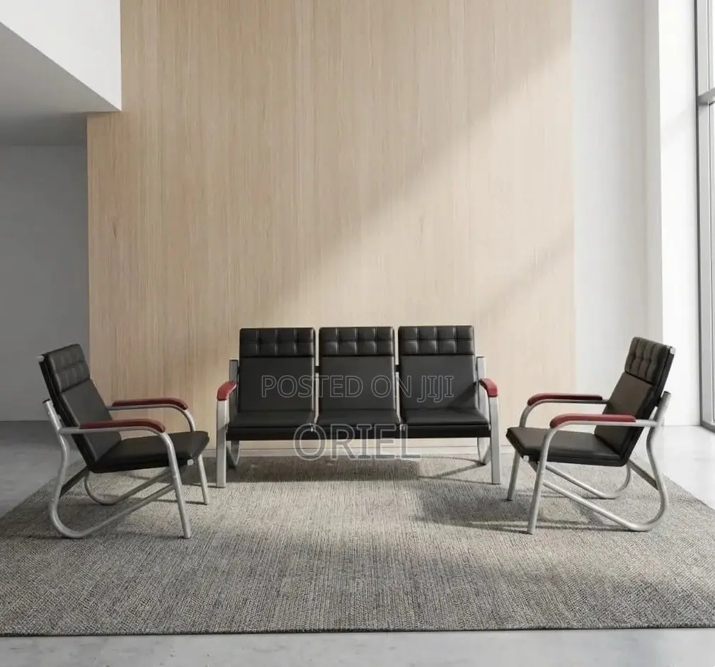 Office Sofa : Five Seater Reception Waiting Padded Sofa Set