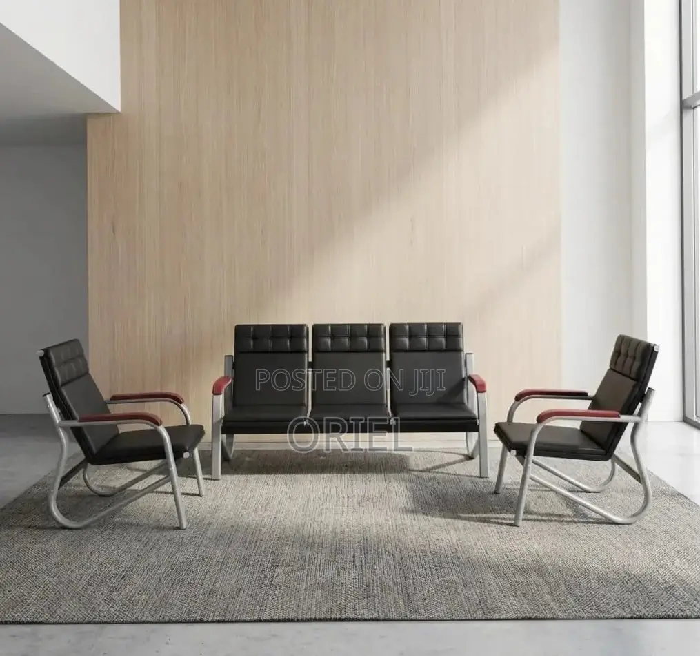 Office Sofa : Five Seater Reception Waiting Padded Sofa Set