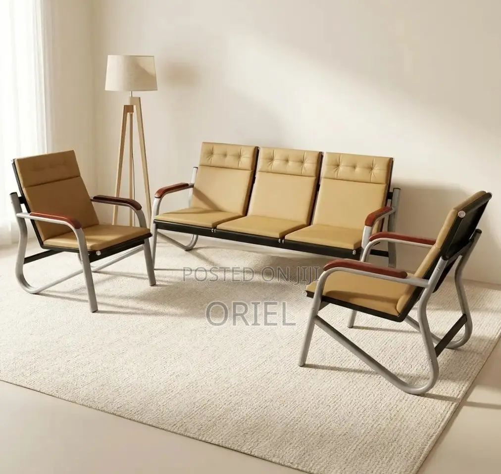 Office Sofa : Five Seater Reception Waiting Padded Sofa Set