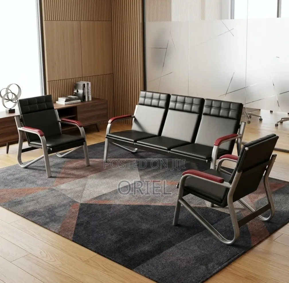 Office Sofa : Five Seater Reception Waiting Padded Sofa Set