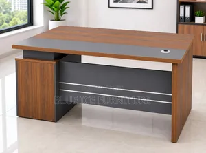 Modern Executive Office Desk With Storage Cabinet Cable Management