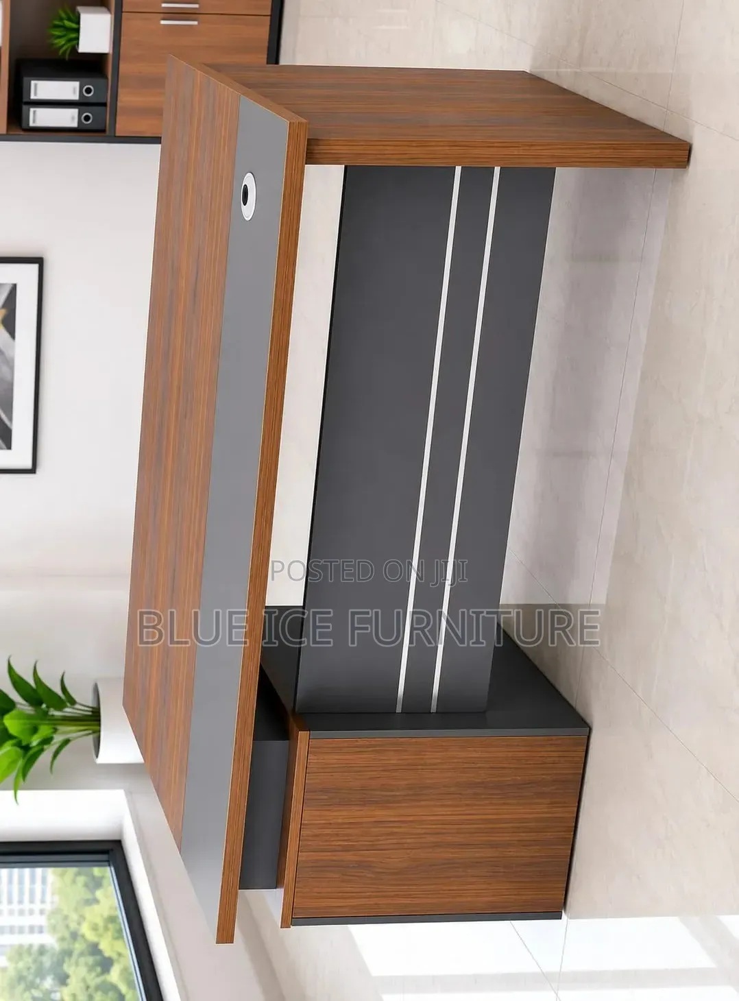Modern Executive Office Desk With Storage Cabinet Cable Management