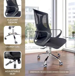 Office Chairs; Clerical Mid Back Black Office Seat