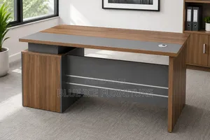 New Modern Brown Executive Office Desk With Storage Cabinet
