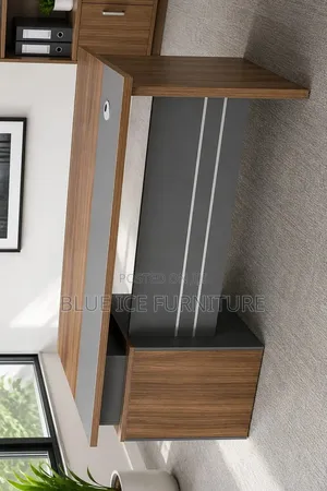 New Modern Brown Executive Office Desk With Storage Cabinet