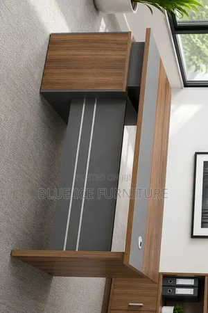 New Modern Brown Executive Office Desk With Storage Cabinet