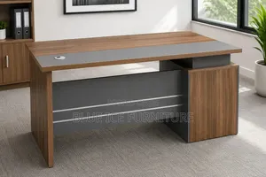 New Modern Brown Executive Office Desk With Storage Cabinet