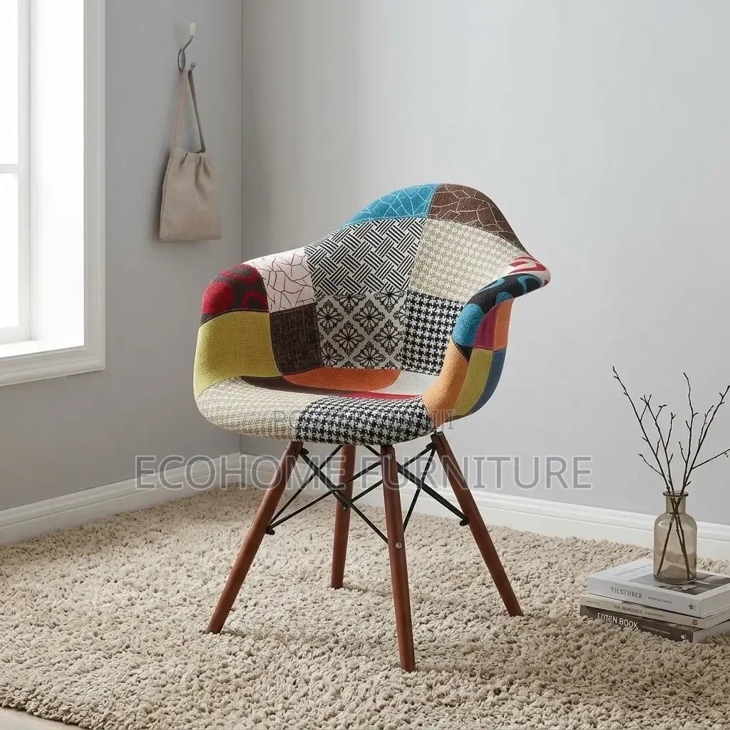 Visitor Chair – Modern Patchwork Fabric Reception Chair