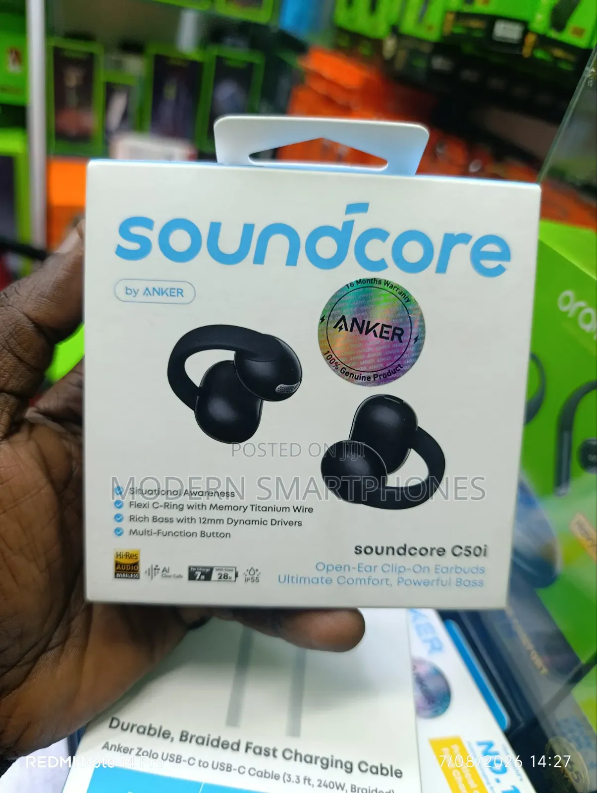 Anker Soundcore C50i | Comfortable Clip on Earbuds Powerful Bass