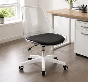 Modern Transparent Office Chair – Black Cushion White Base