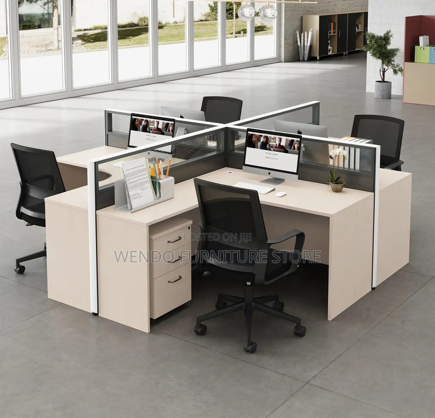 Office Workstation; Four Users MDF Office Space Workstations