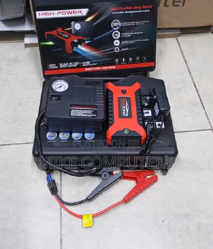 Short Circuit 12V 99800mAh Emergency Car Jump Starter Air Compressor