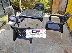 4 Chair Metal Tubing and Square Table Set.