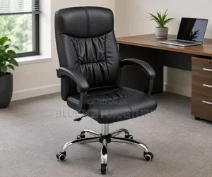 Black Leather High Back Ergonomic Chair