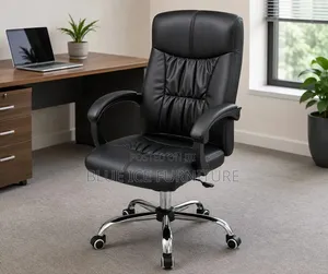 Black Leather High Back Ergonomic Chair