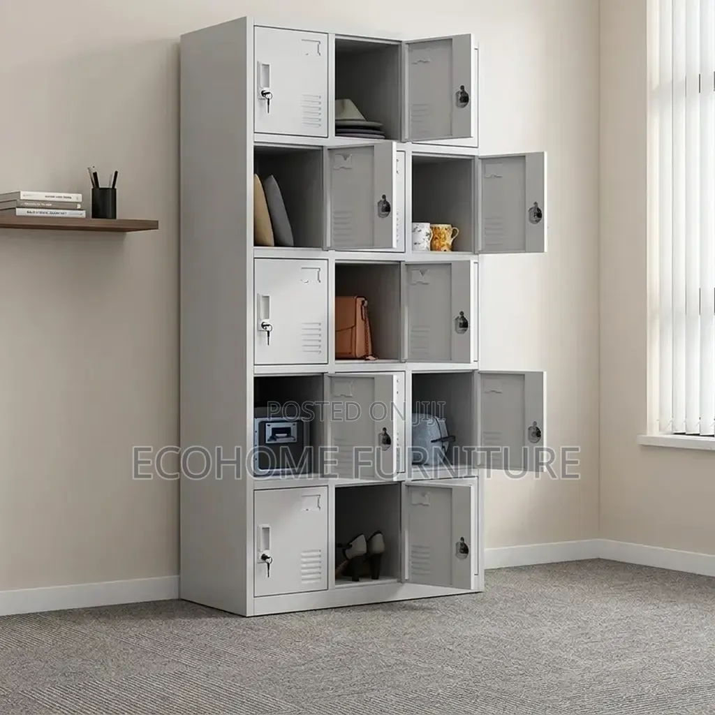 Office Locker – 15 Door Steel Storage Cabinet With Locks