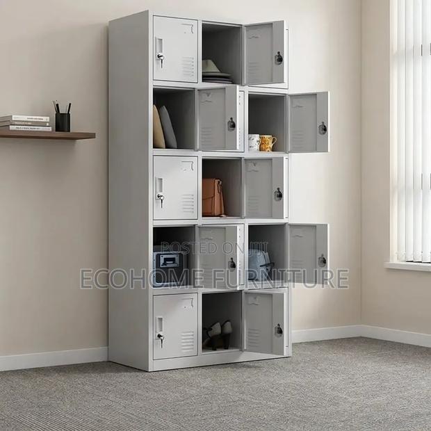 Office Locker – 15 Door Steel Storage Cabinet With Locks