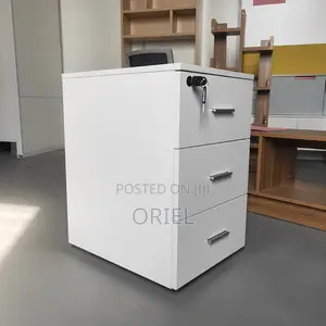 Office Cabinet : 3-Drawer Wooden Mobile Pedestal Cabinet With Key Lock