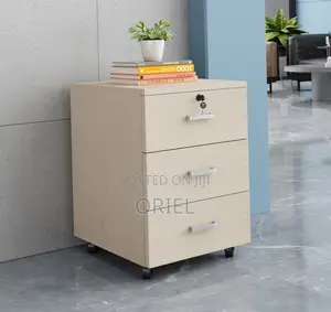 Office Cabinet : 3-Drawer Wooden Mobile Pedestal Cabinet With Key Lock