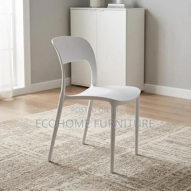 Plastic Chair – White Stackable Office Dining Chair - thumbnail 2