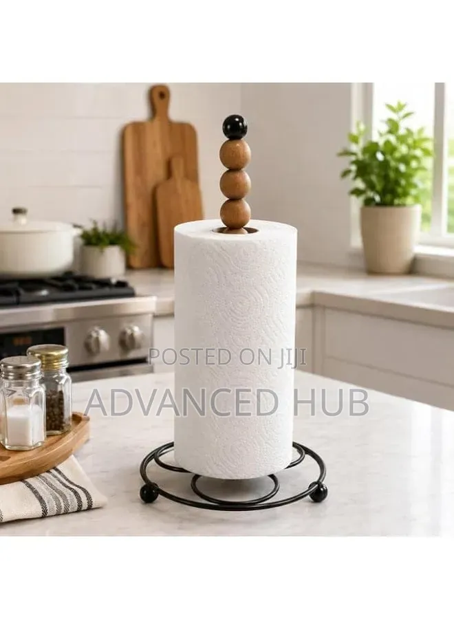 Metallic Paper Towel Holder With Bamboo Beads