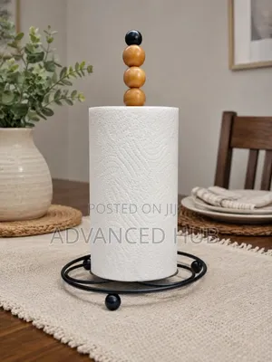 Metallic Paper Towel Holder With Bamboo Beads