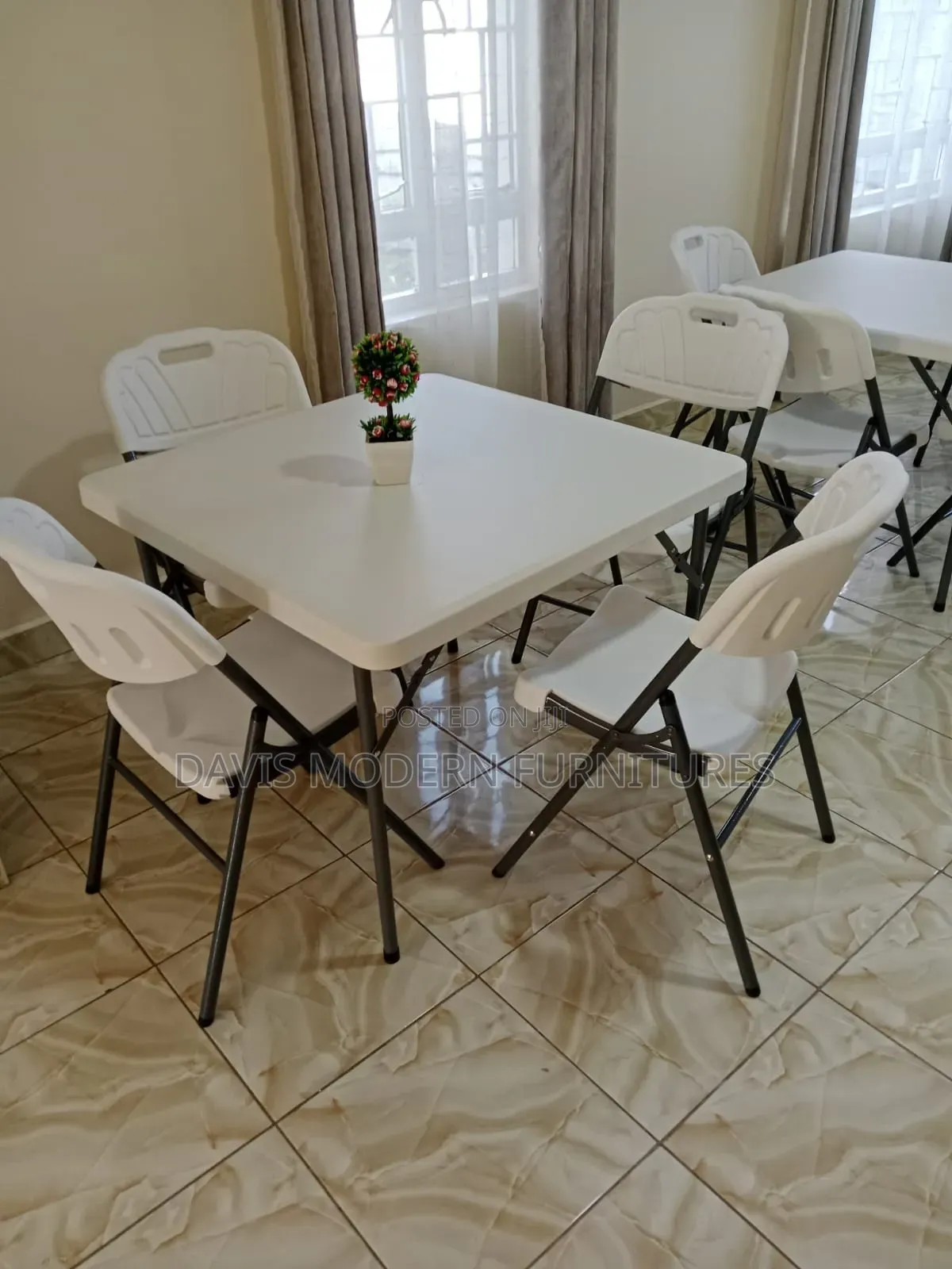 Modern White Folding Table With Chairs