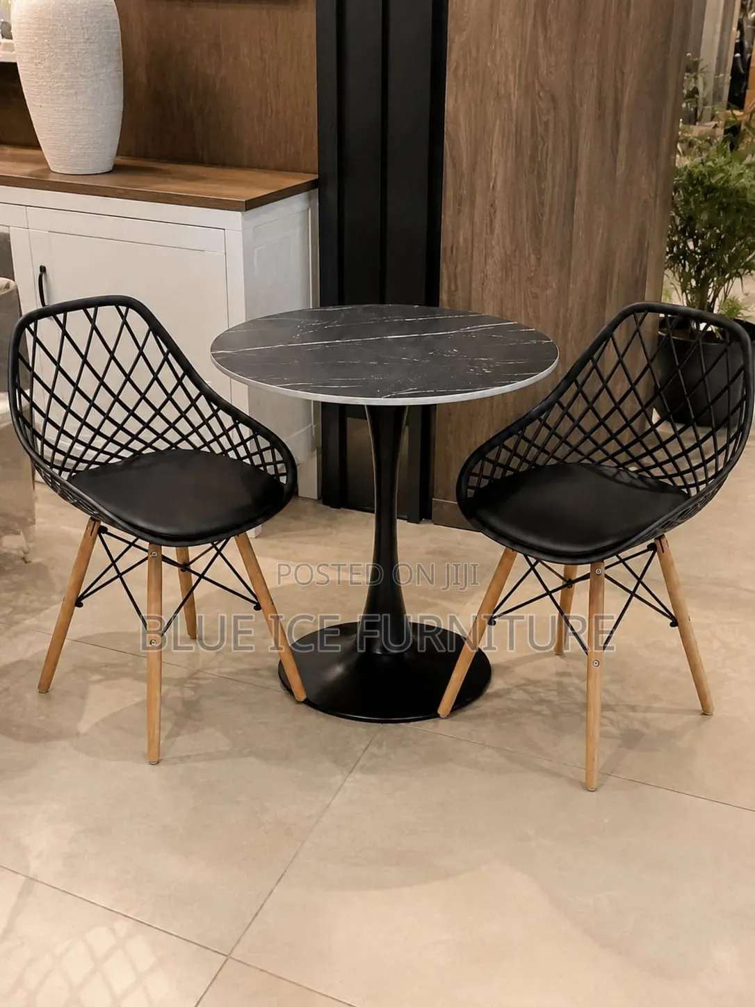 Modern 2-Seater Dining Table Set – Round Table Stylish Chairs