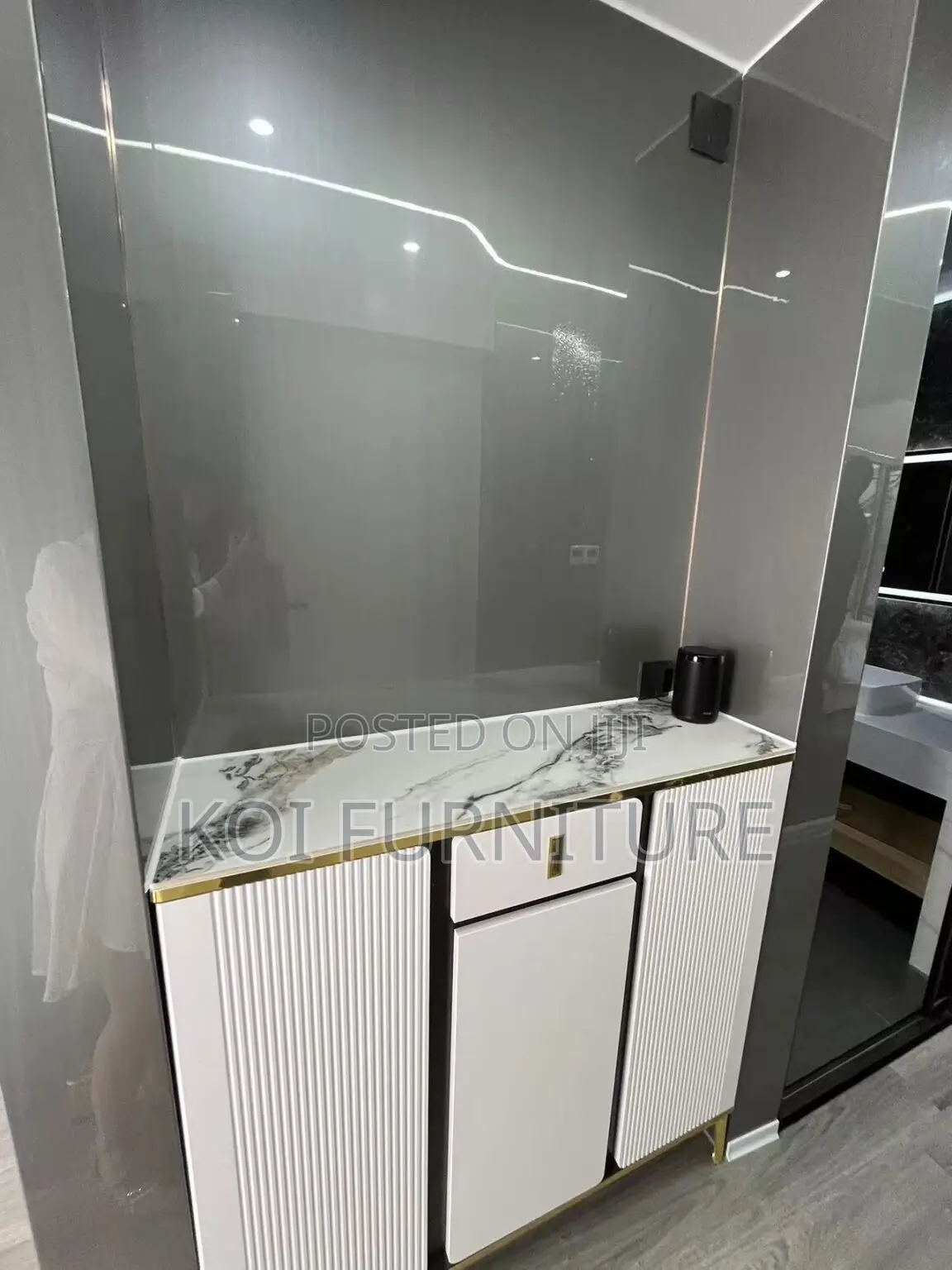 3 Door Marble Top Cabinet