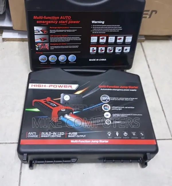 Reverse Polarity 12V 99800mAh Emergency Car JumpStarter Air Compressor