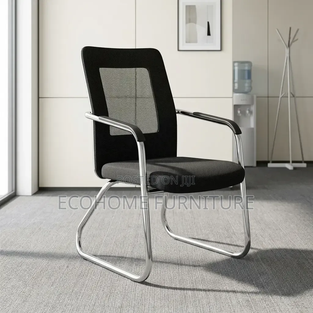 Visitor Chair – Black Mesh Guest Chair With Chrome Frame