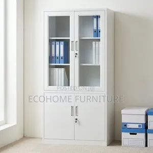 Office Storage Cabinet – 2 Door Steel Filing Cabinet With Glass Panels