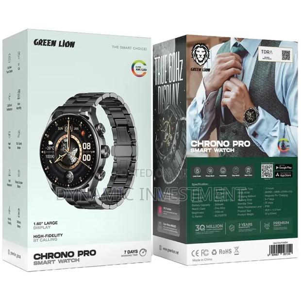 Green Lion Chrono Pro Smart Watch Tracking, Health Monitoring