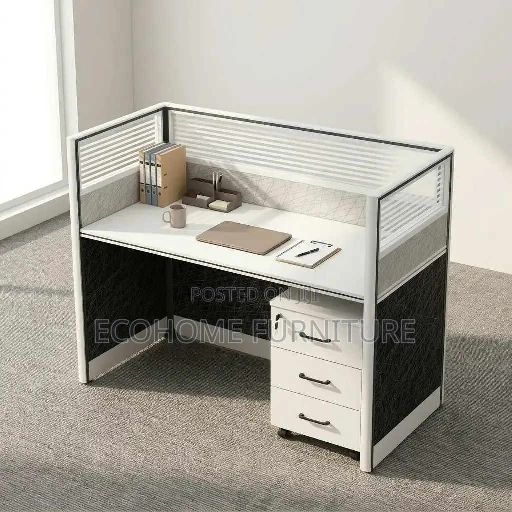 Office Workstation – 1Seater Partitioned Desk With Drawers