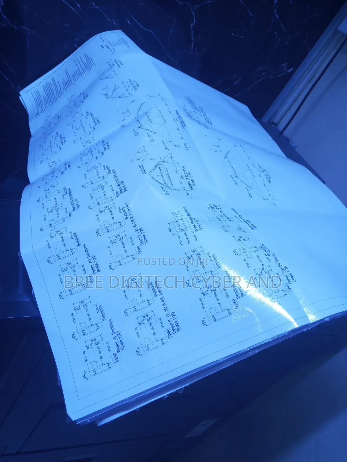 A1 Blue and White Print Drawings