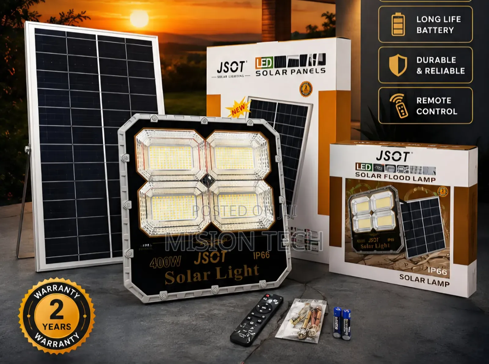 JSOT 400W Solar Outdoor Flood Light* 