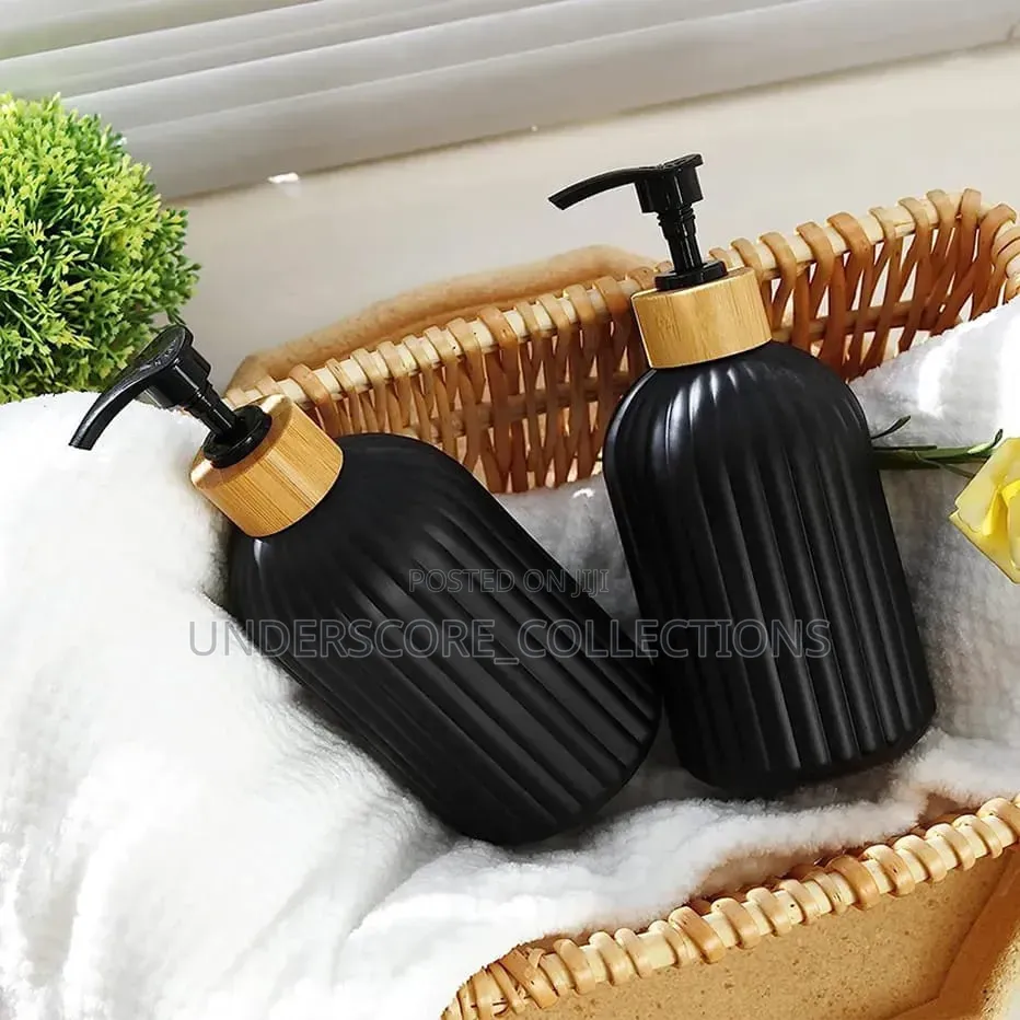 Black and Gold Tip Glass Liquid Dispenser Container