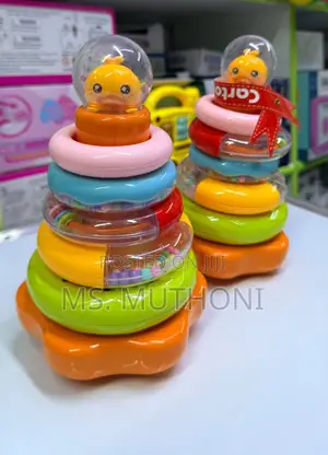 Colorful Duck-Topped Stacking Ring / Rattle Toy